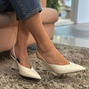 Scarpin Cecilia Slingback Anabela Em Couro Croco
