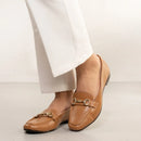 Sapato Feminino Laisa Mocassim Fivela Metal Caramelo