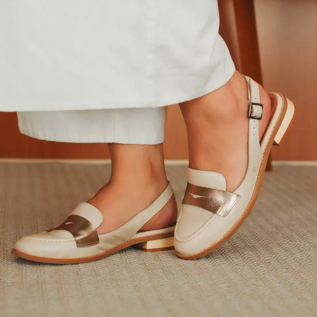 Mule Laura Mule -  Off White e Champagne