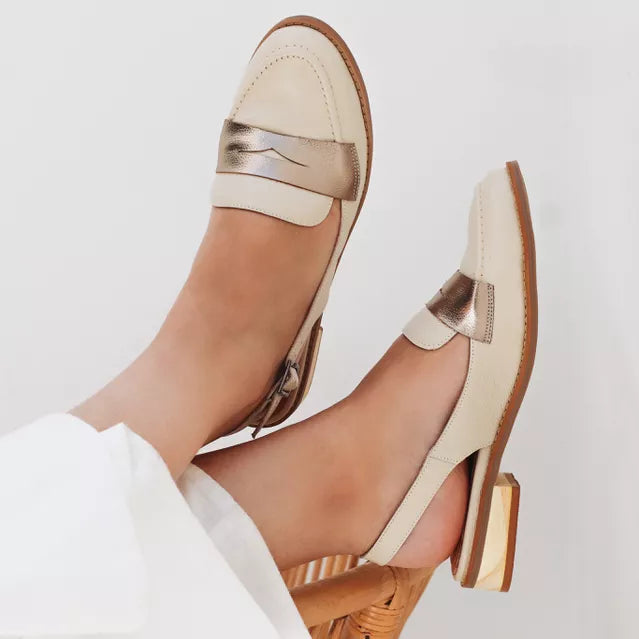 Mule Laura Mule -  Off White e Champagne