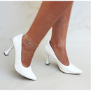 Sapato Scarpin Feminino Livia Salto Taça Branco Verniz