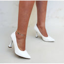 Sapato Scarpin Feminino Livia Salto Taça Branco Verniz