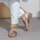 Sandália Rafaela Salto Baixo Champagne