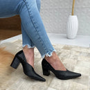 Sapato Feminino Renata Bico Fino Salto Grosso  Preto