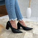 Sapato Feminino Renata Bico Fino Salto Grosso  Preto