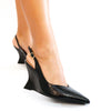 Scarpin Feminino Serena Salto Assimetrico Slingback Preto