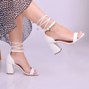 Sandália Sandra Salto Bloco De Amarração Branco